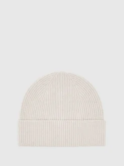 Reiss Light Oatmeal Melange Chesterfield Gs Merino Wool Scarf and Beanie Gift Set
