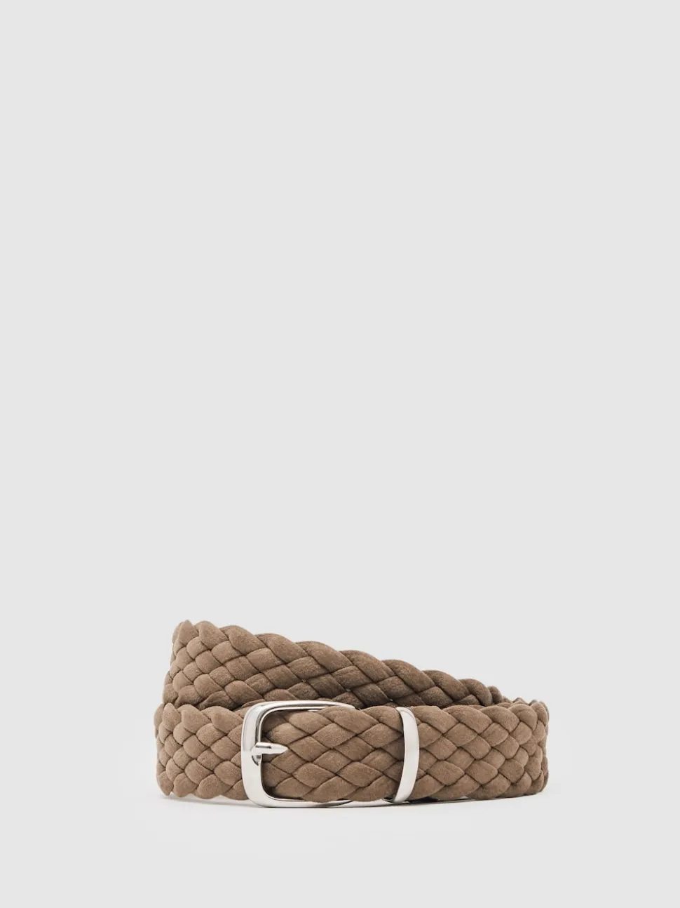 Reiss Light Stone Jesse Suede Woven Belt