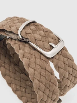 Reiss Light Stone Jesse Suede Woven Belt