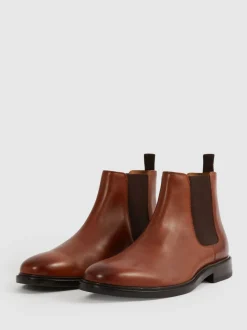 Reiss Light Tan Renor Leather Chelsea Boots