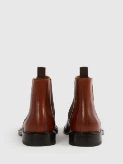Reiss Light Tan Renor Leather Chelsea Boots
