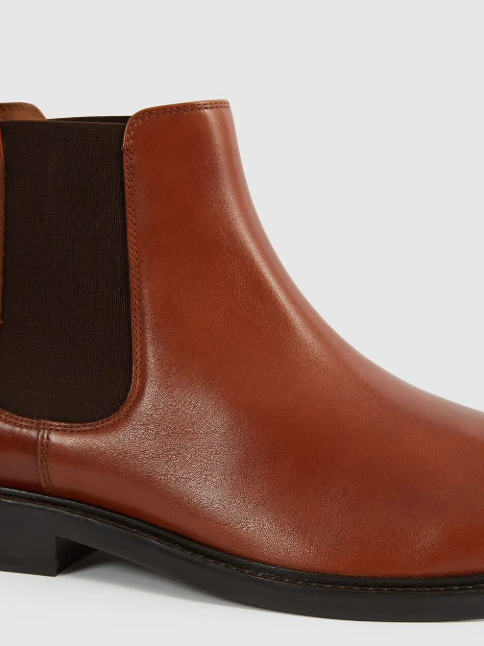 Reiss Light Tan Renor Leather Chelsea Boots