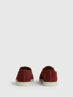 Reiss Maroon Red Harrison Suede Tassel Loafers