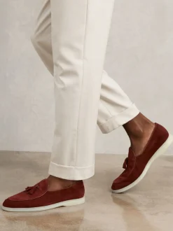 Reiss Maroon Red Harrison Suede Tassel Loafers