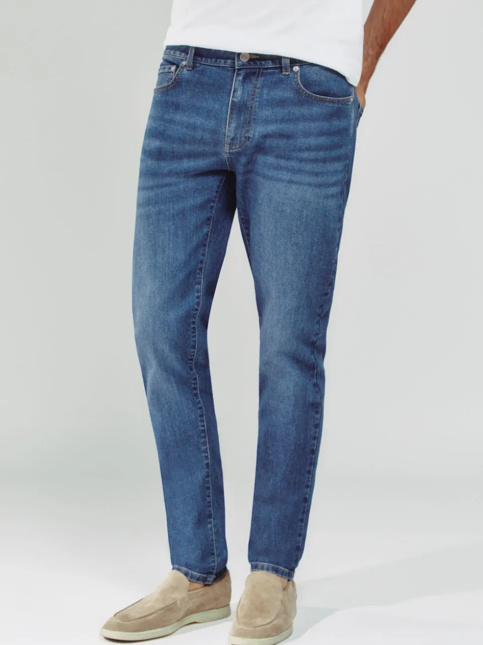 Reiss Mid Blue Wash Maddison Tapered Slim-Fit Jeans