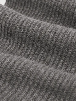 Reiss Mid Grey Alderny Atelier 100% Cashmere Rib-Knit Scarf