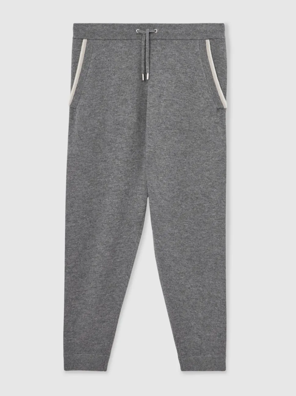 Reiss Mid Grey Hillside Merino Wool Tipped Drawstring Joggers