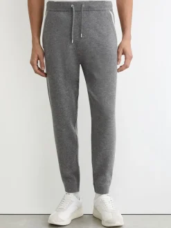 Reiss Mid Grey Hillside Merino Wool Tipped Drawstring Joggers