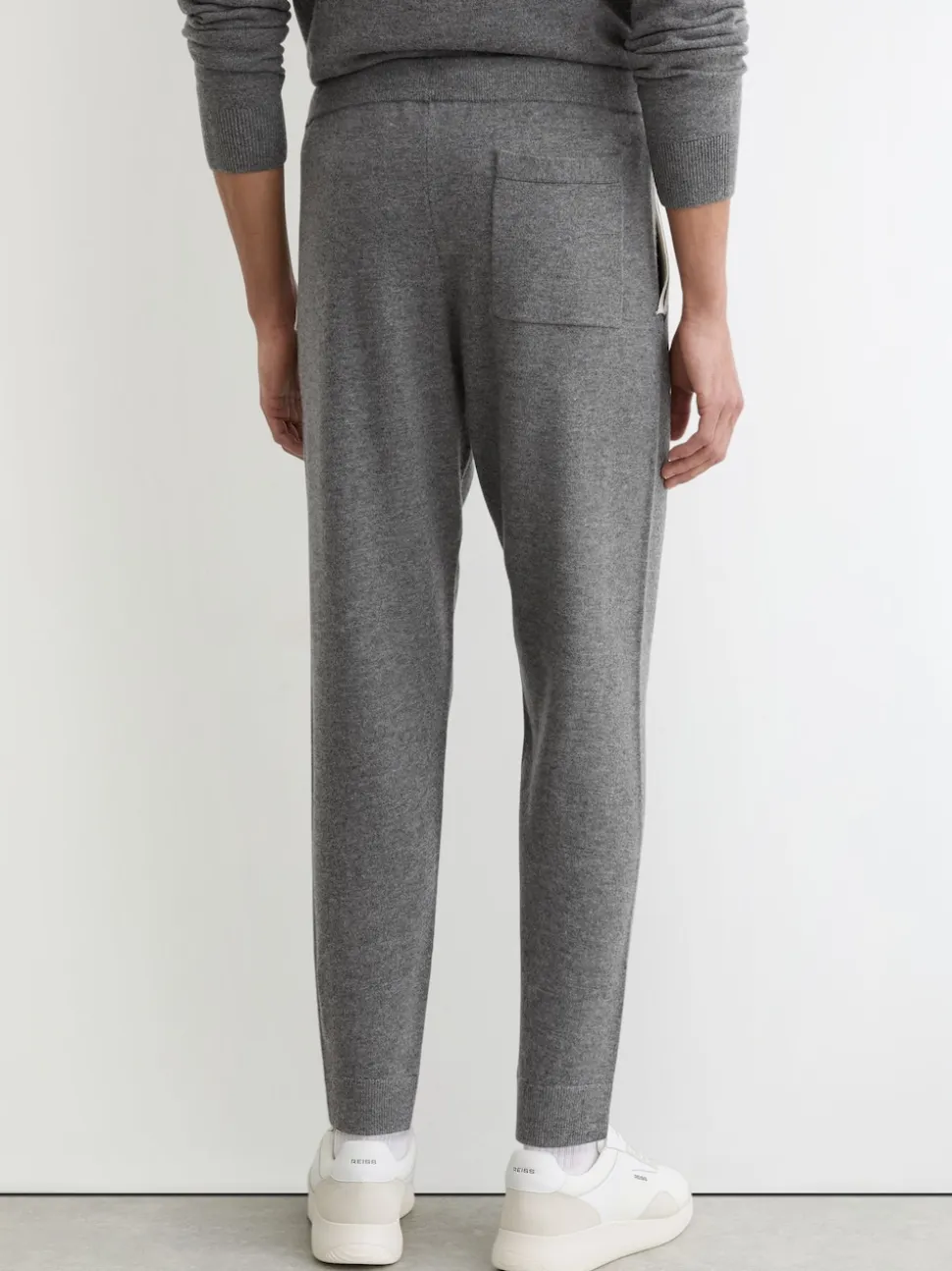 Reiss Mid Grey Hillside Merino Wool Tipped Drawstring Joggers