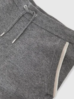 Reiss Mid Grey Hillside Merino Wool Tipped Drawstring Joggers
