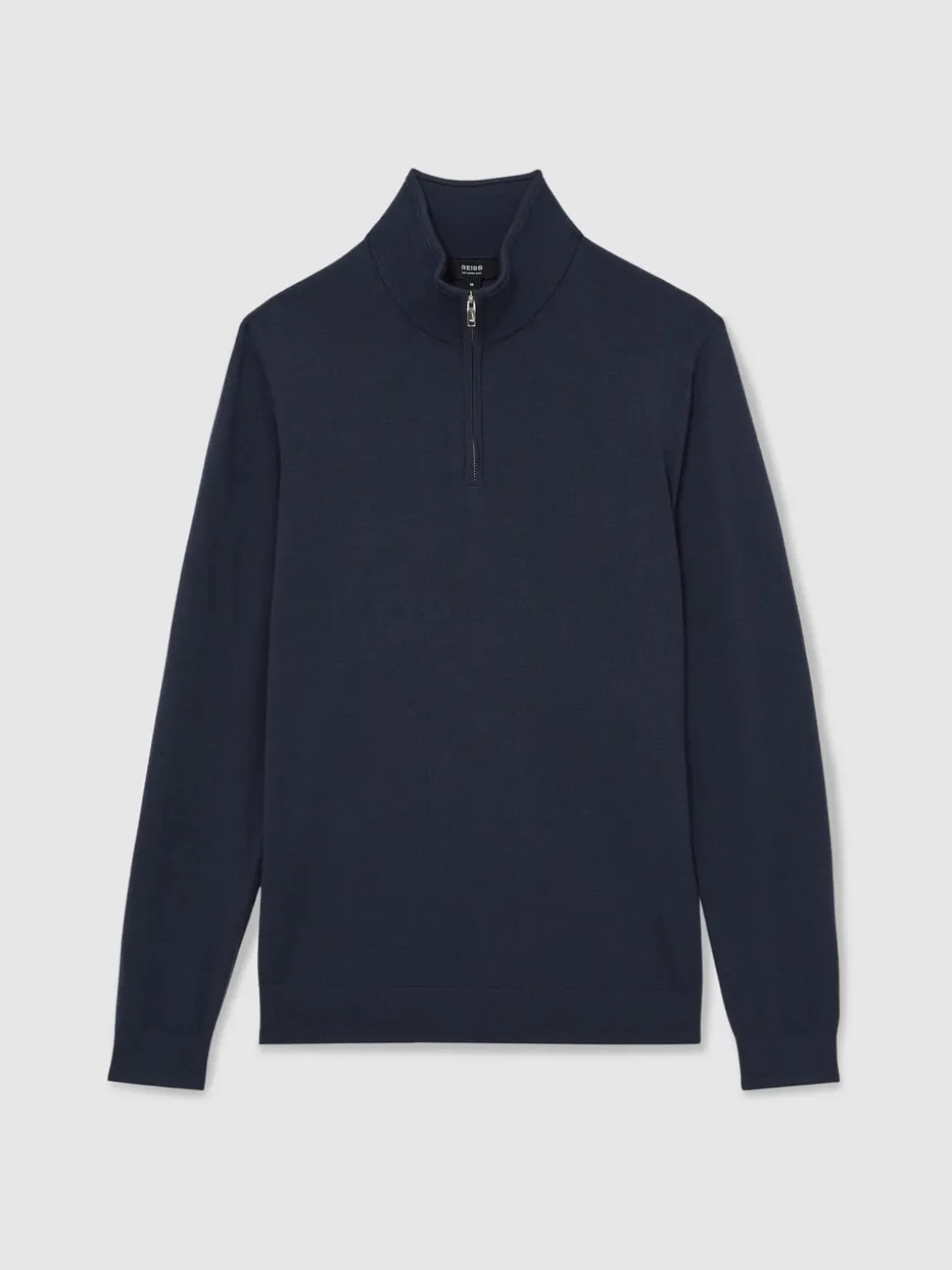 Reiss Midnight Navy Blackhall Merino Wool Half-Zip Funnel Neck Jumper