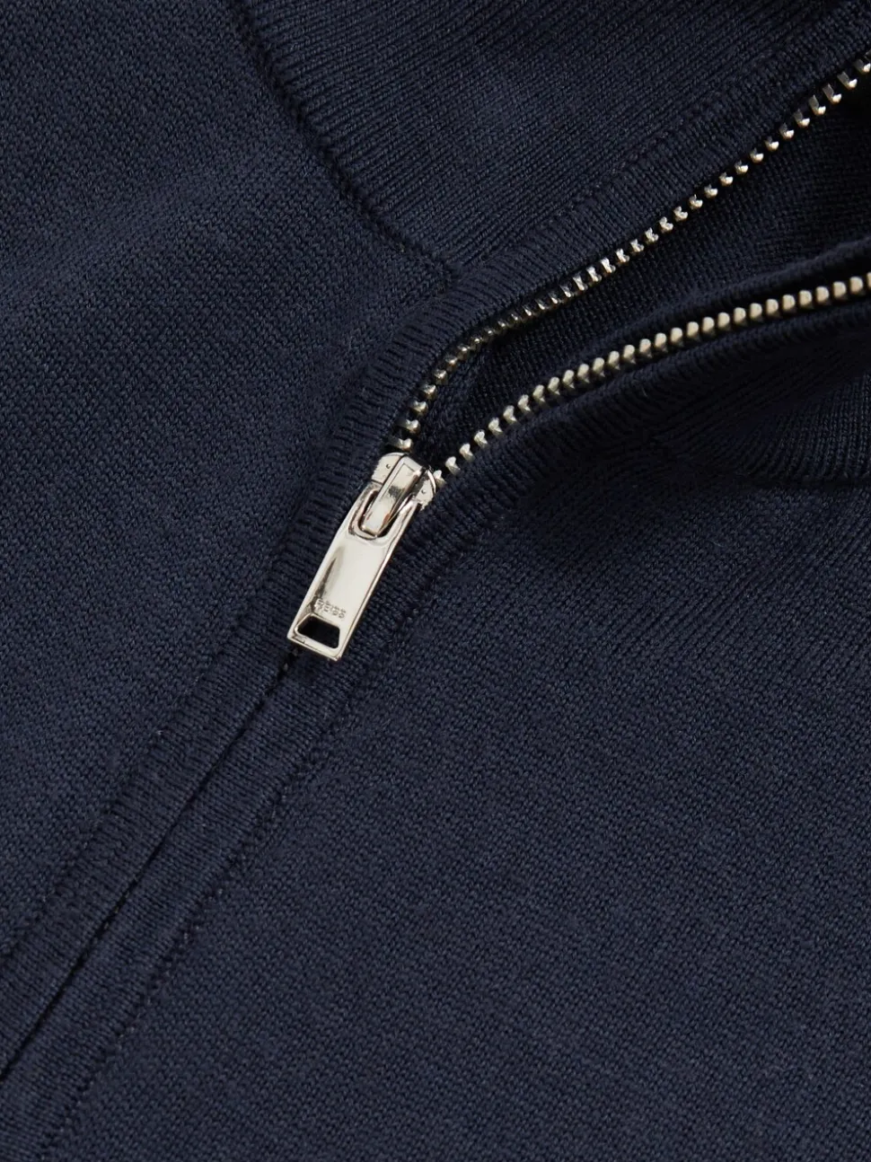 Reiss Midnight Navy Blackhall Merino Wool Half-Zip Funnel Neck Jumper