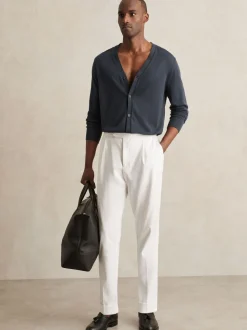 Reiss Midnight Navy West Merino Wool Button-Through Cardigan