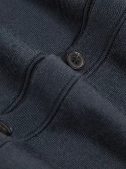 Reiss Midnight Navy West Merino Wool Button-Through Cardigan