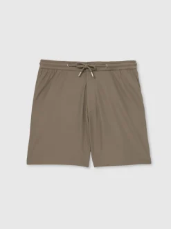 Reiss Mocha Brown Newmark Textured Drawstring Shorts