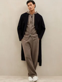 Reiss Mouse Brown Melange Chapter Atelier Cashmere-Blend Joggers