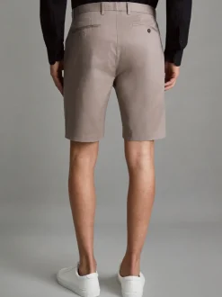 Reiss Mushroom Brown Wicket Cotton Chino Shorts with Stretch