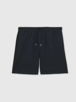 Reiss Navy Angus Textured Drawstring Shorts