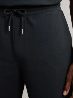 Reiss Navy Angus Textured Drawstring Shorts