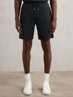 Reiss Navy Angus Textured Drawstring Shorts