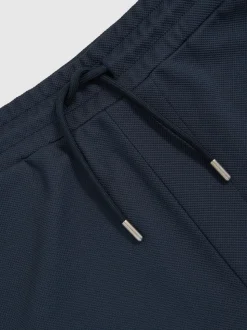Reiss Navy Angus Textured Drawstring Shorts