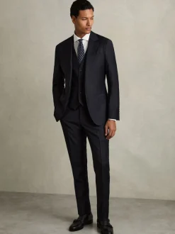 Reiss Navy Aspire Slim-Fit Wool Suit Waistcoat
