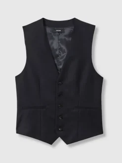 Reiss Navy Aspire Slim-Fit Wool Suit Waistcoat