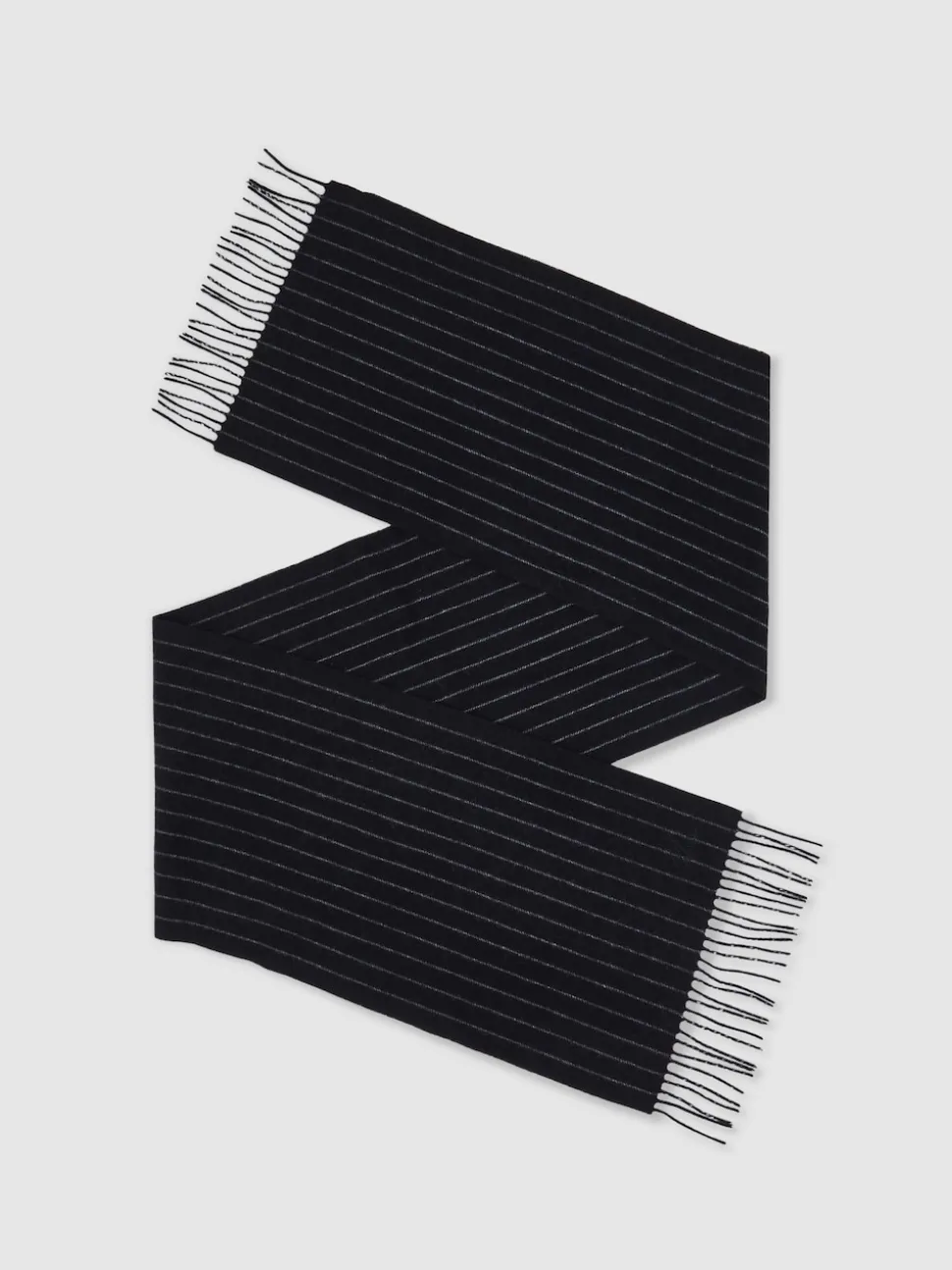 Reiss Navy Baddow Wool-Cashmere Pinstripe Scarf