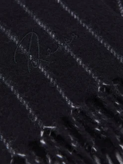 Reiss Navy Baddow Wool-Cashmere Pinstripe Scarf