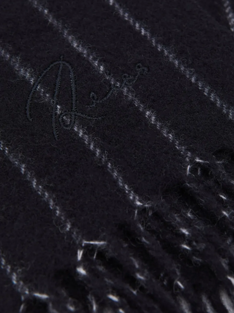 Reiss Navy Baddow Wool-Cashmere Pinstripe Scarf