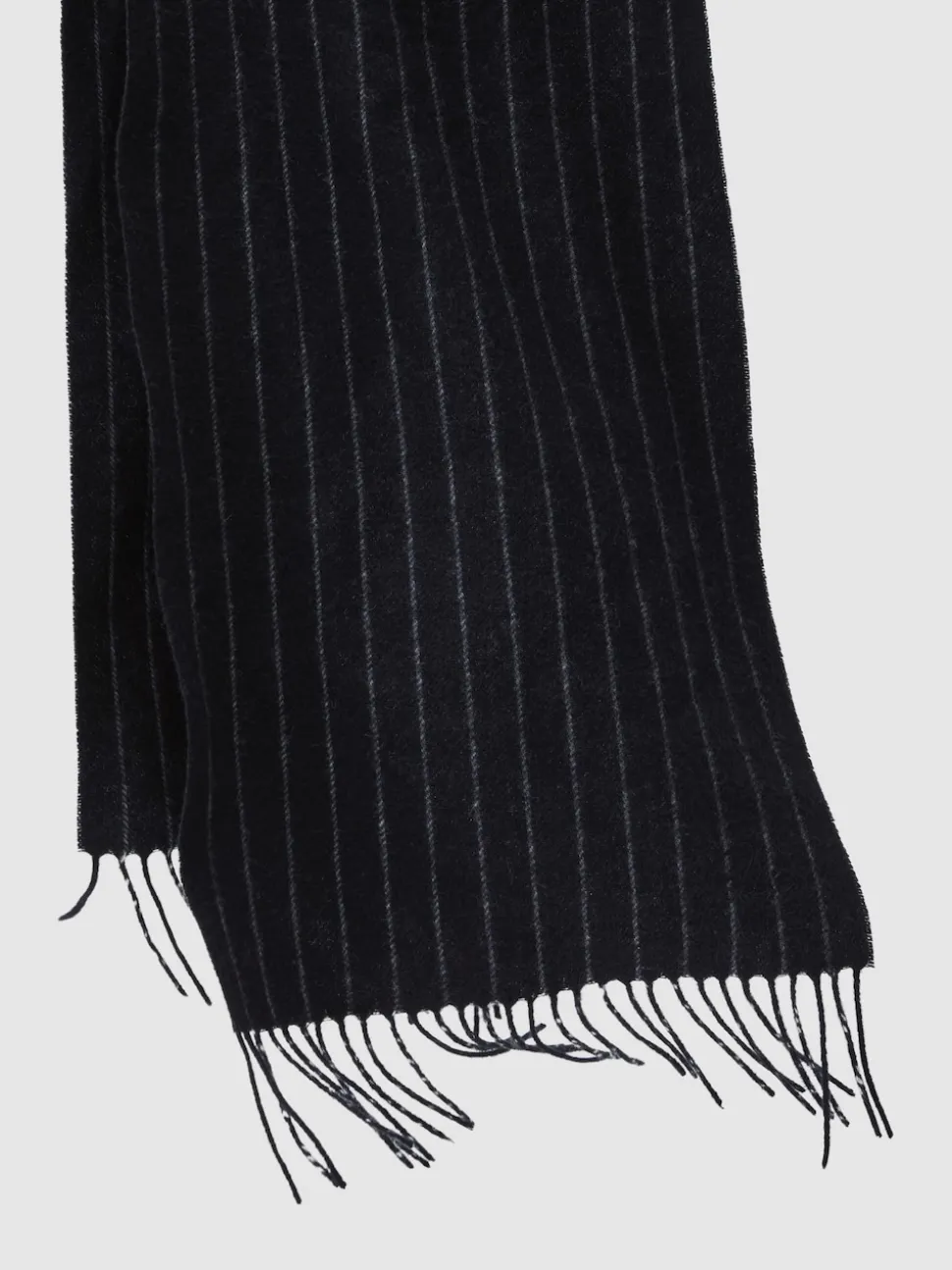 Reiss Navy Baddow Wool-Cashmere Pinstripe Scarf