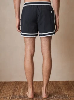 Reiss Navy Baller Reiss | Ché Stripe-Trim Swim Shorts
