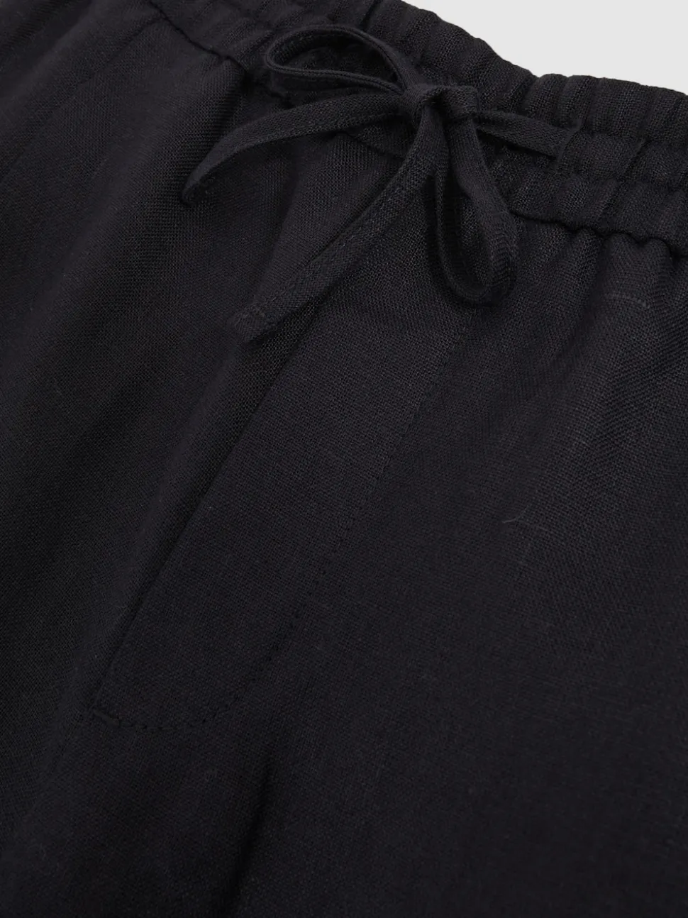 Reiss Navy Barges Linen Drawstring Shorts