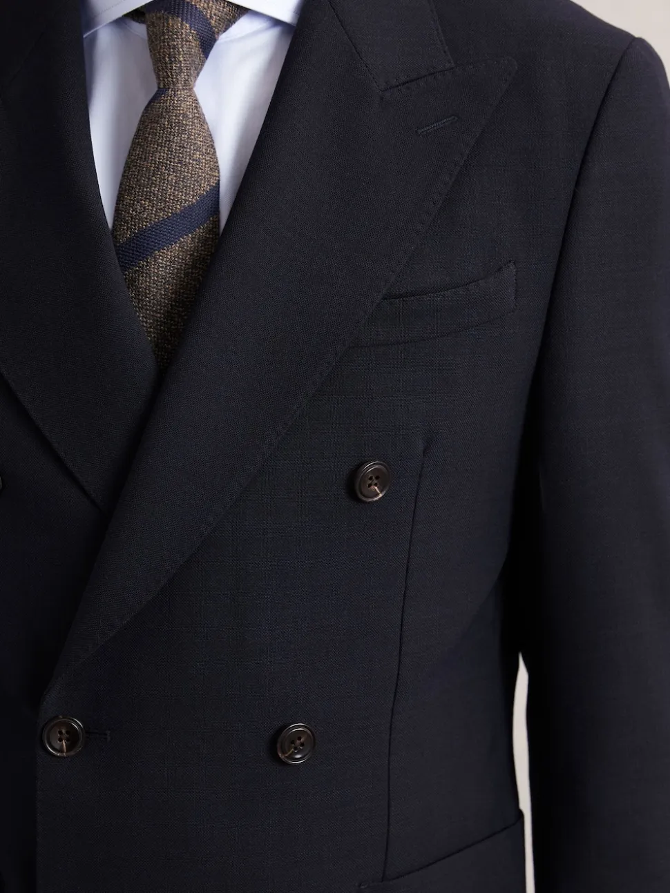 Reiss Navy Belmont Db Double-Breasted Textured Suit Blazer Tailored-Fit With Wool