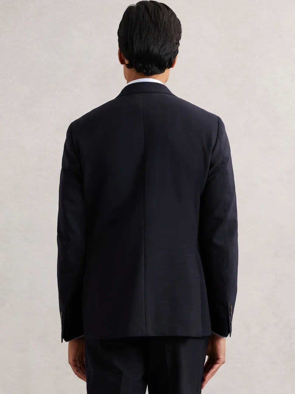 Reiss Navy Belmont Db Double-Breasted Textured Suit Blazer Tailored-Fit With Wool