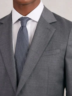 Reiss Navy Bernardo Silk Geometric-Chain Print Tie