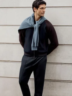 Reiss Navy Blue Premier Stretch-Jersey Tailored Joggers