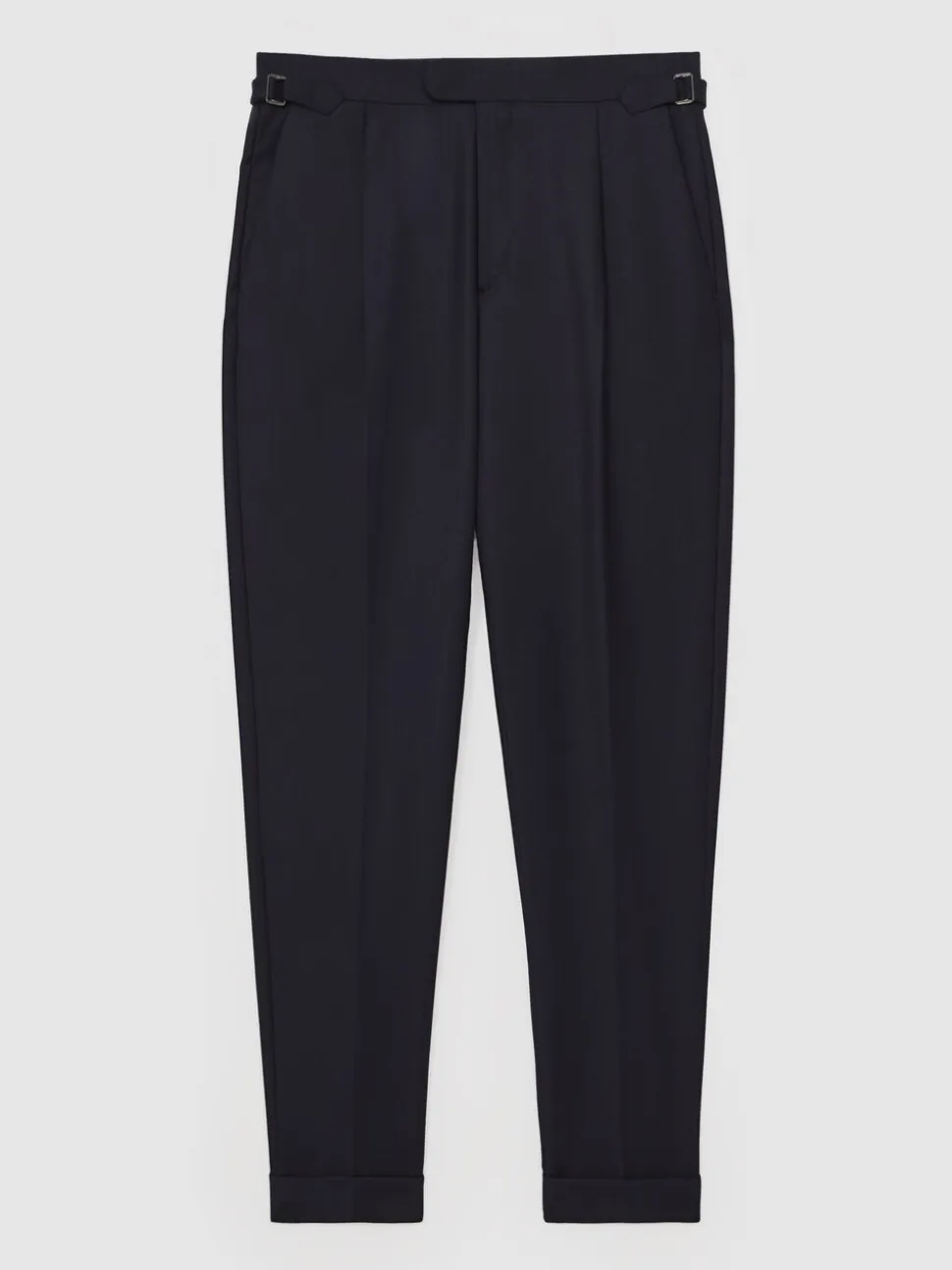 Reiss Navy Cantwell Cotton-Blend Tapered Trousers