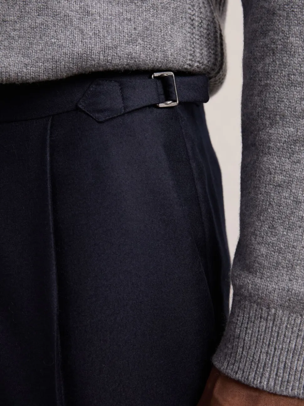 Reiss Navy Cantwell Cotton-Blend Tapered Trousers