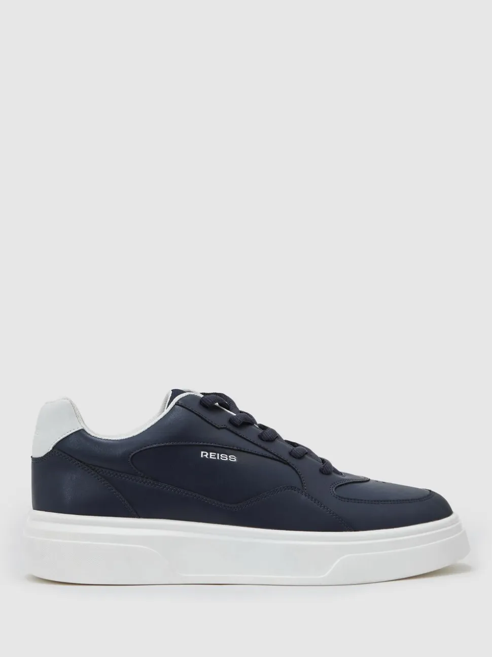Reiss Navy Cast Bonded-Leather Chunky Sole Trainers