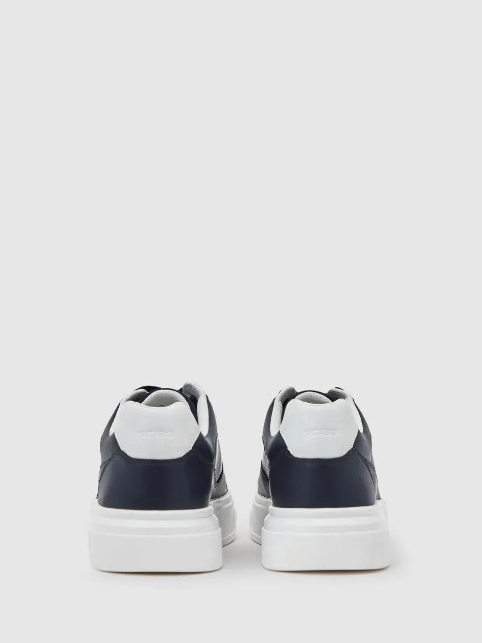 Reiss Navy Cast Bonded-Leather Chunky Sole Trainers