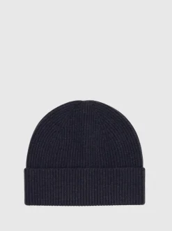 Reiss Navy Chesterfield Gs Merino Wool Scarf and Beanie Gift Set