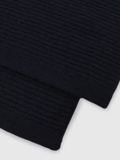 Reiss Navy Chesterfield Merino Wool Rib-Knit Scarf