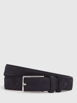 Reiss Navy Dante Suede Belt