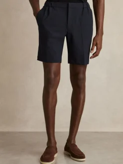 Reiss Navy Deck Drawstring Chino Shorts