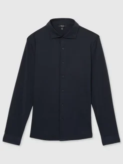 Reiss Navy Duke Air-Water Cotton Slim-Fit Shirt