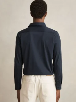 Reiss Navy Duke Air-Water Cotton Slim-Fit Shirt