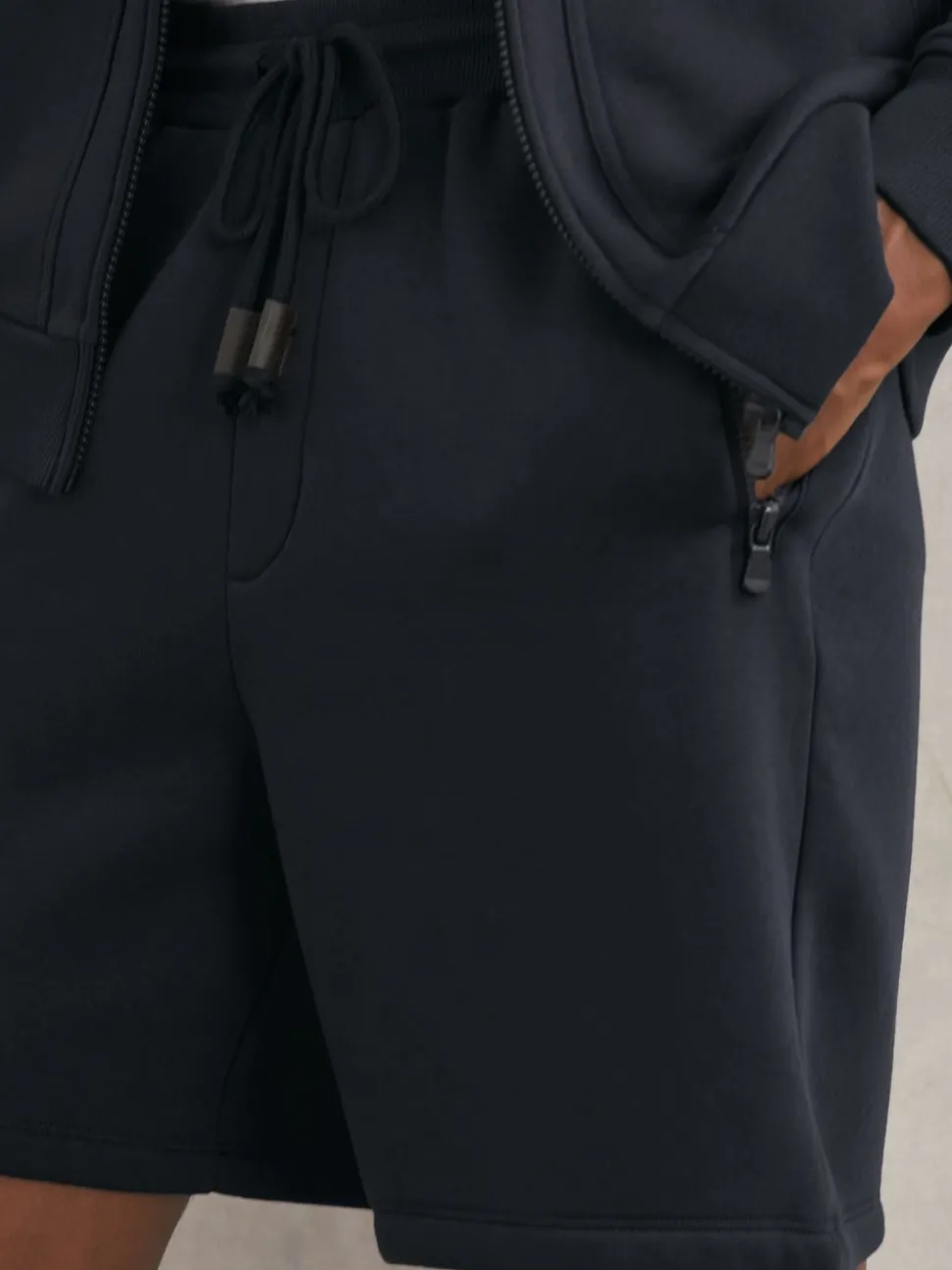 Reiss Navy Dusk Cotton-Blend Drawstring Shorts