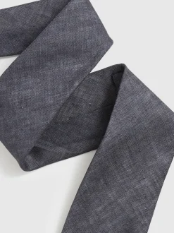 Reiss Navy Elio Linen Textured Tie