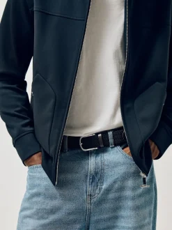 Reiss Navy Elmont Basket Weave Belt